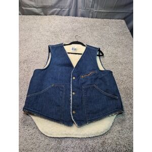 Vintage Come On Strong Denim Vest‎ Sherpa Lined Sleeveless Jacket Menswear
